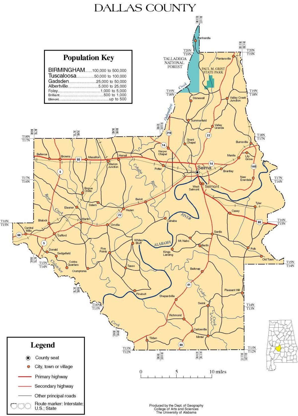 карта акругі Далас
