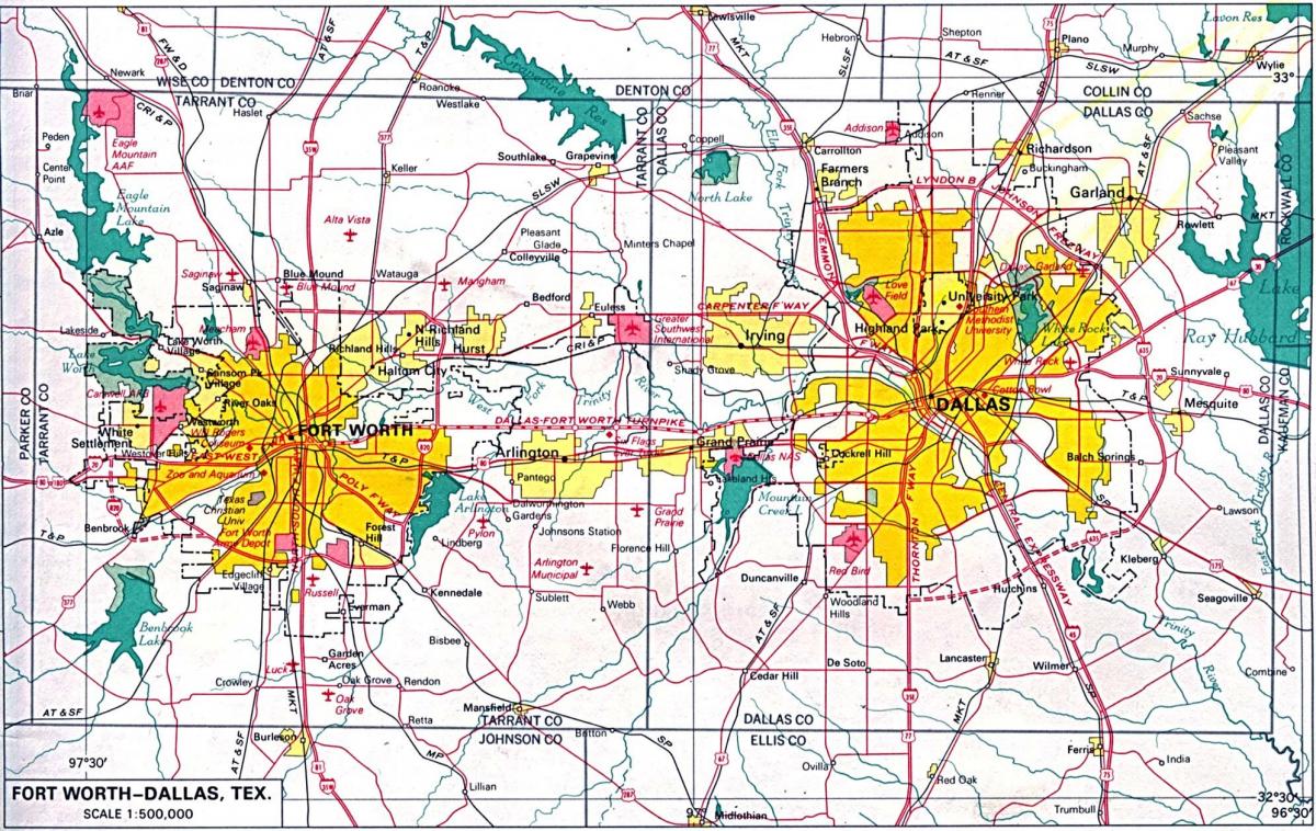 карта Паўночнай Далас